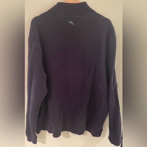 Tommy Bahama Reversible Quarter Zip Sweater - Mens Large Navy and Blue - Picture 2 of 7